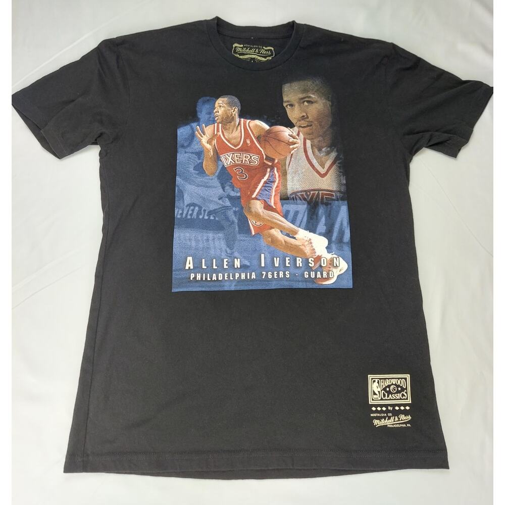 Allen Iverson Mitchell & Ness Philadelphia 76ers Sixers Graphic Tee T Shirt Sz L